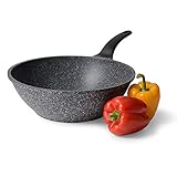 ProCook Granite Stone Wok - 30 cm - Wokpfanne - mit Stein verstärkte Antihaftbeschichtung - Granitoptik - Induktion - Pfanne